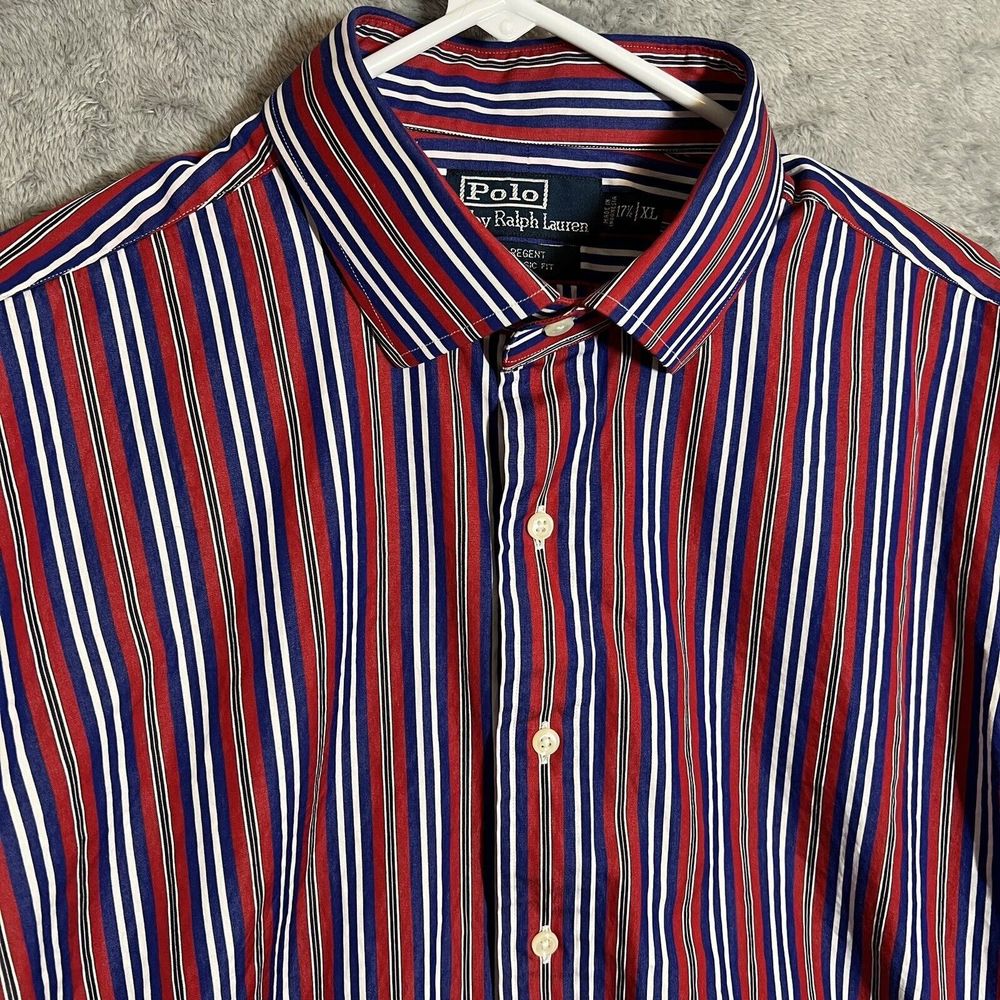 Vtg Polo Ralph Lauren Mens XL Shirt Colorful‎ Striped Regent Classic Fit L/S EUC